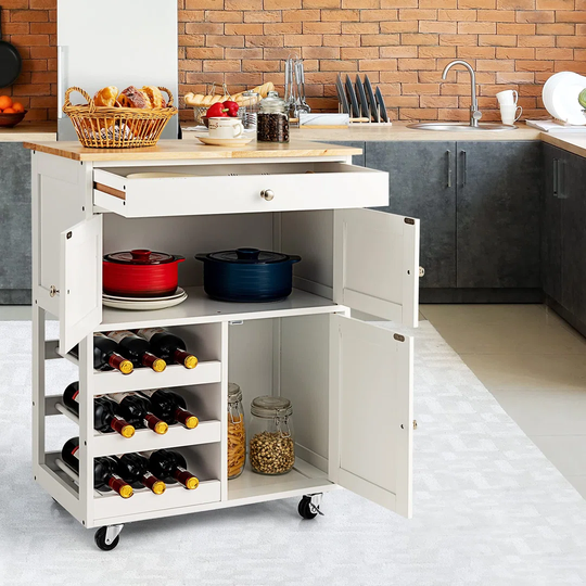 Classic Kitchen Island Rolling Sideboard Serving Trolly