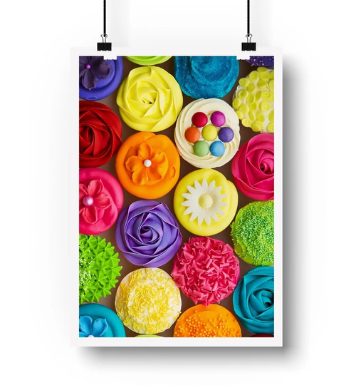 Bright Colourful Cupcakes - Unframed Photograph