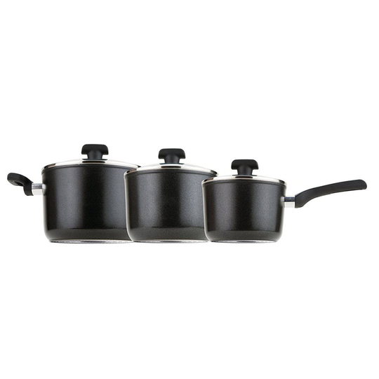 Prestige 20398ST Black 3D Stainless Steel Induction Dura Forge 3 Piece Pan Set