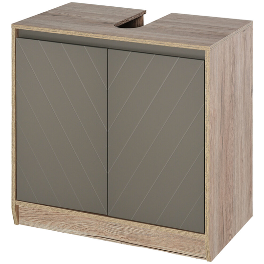HOMCOM 60x60cm Under-Sink Storage Cabinet w/ Adjustable Shelf 2 Doors