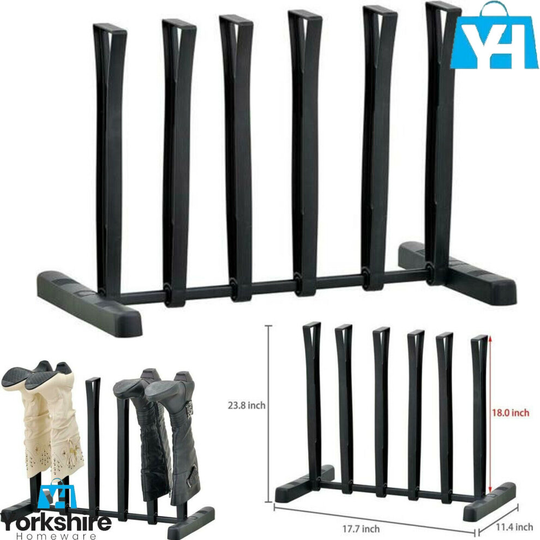 3 Pair Tall Boot Storage Rack Shape Maintaining Black Shoe Free Stand Holder