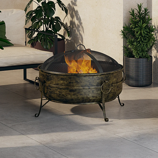 Markley 41.5cm H x 75cm W Steel Outdoor Fire Pit with Lid