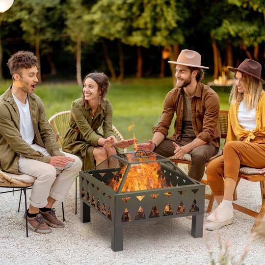 Briner 58Cm H x 66Cm W Steel Outdoor Fire Pit with Lid