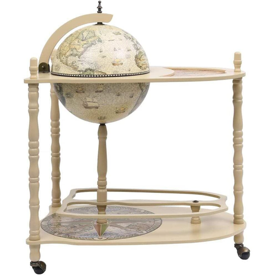 Elegant White Vintage Look Wooden Globe Bar Wine Cabinet, Best