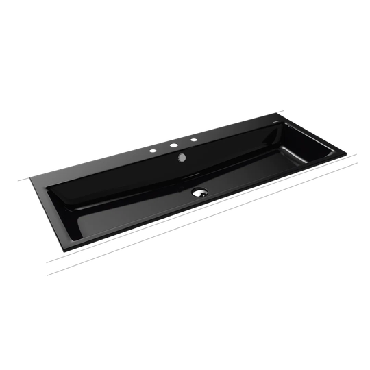 Black Metal Rectangular Inset Basin Bathroom Sink
