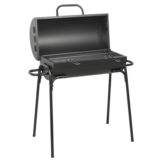 Large 60cm Barrel Black Metal BBQ Grill Heat Charcoal Barbecue