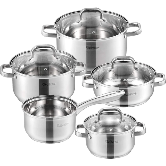 Velaze Eloria 9 Piece Stainless Steel Non Stick Cookware Set