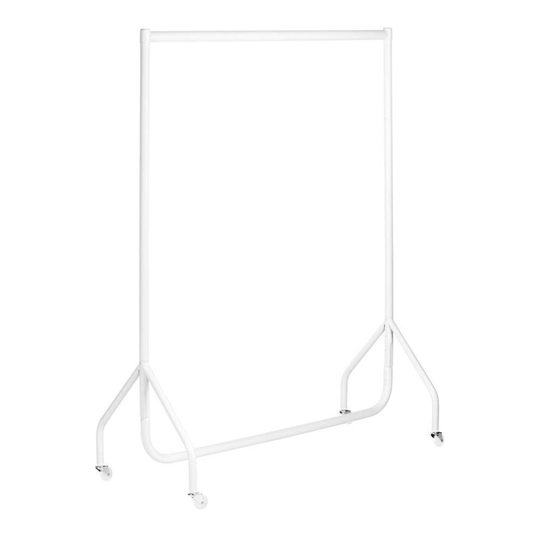 HEAVY DUTY WHITE Clothes Rail 4ft Long x 5ft High Garment Storage Rack 32mm Steel Tube