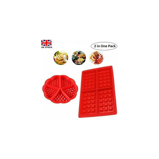 2 New Design Silicone Nonstick Fat Reducing Waffle Mould Baking Cooking UK Sale