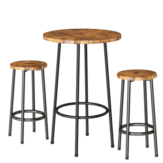 3-Piece Pub Table Set With 2 Stools, Counter Height Bar Table Set, Breakfast Dining Table For Home, Kitchen, Living Room