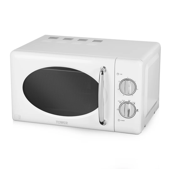 Tower T24017 20L Manual Microwave with 800W Power Output and 30 Minute Timer, Stainless Steel