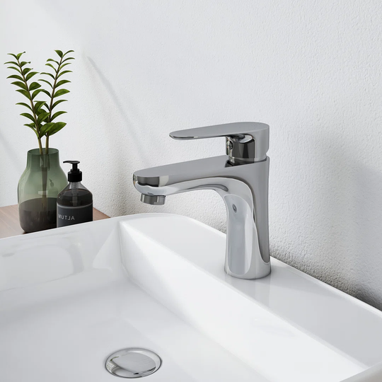 Belfry Bathroom Waschtischarmatur Chrom, Badarmatur Wasserhahn Bad Mit Auslaufhhe 90 Mm, Mischbatterie Wassersparend Mit 500 Mm 3/8 Zoll Kalt Und Warm