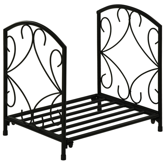 Outsunny Firewood Log Holder Wood Storage Rack w/ Scrolls Outdoor