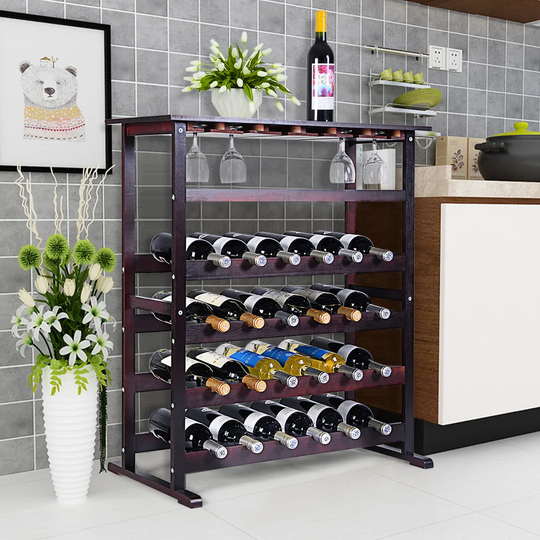 Freestanding Wine Rack 24 Bottle Wine Storage Display Stand