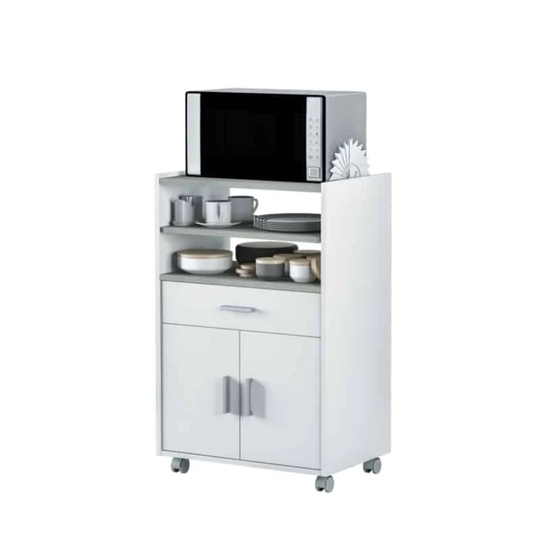 Microwave Trolley L59cm - White/Concrete