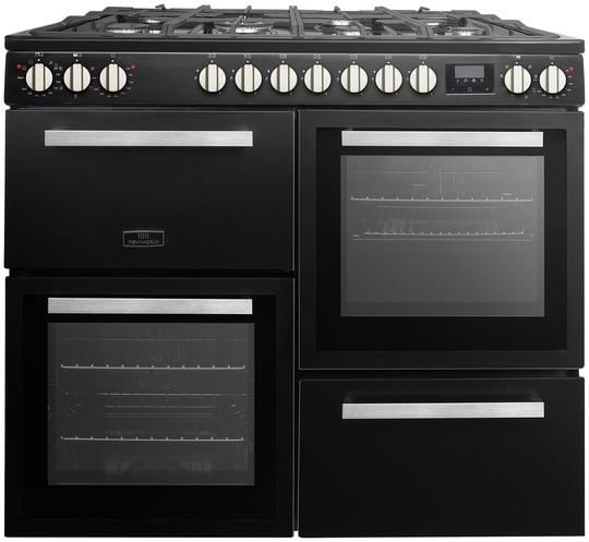New World NWNESS100DFB 100cm Dual Fuel Range Cooker - Black