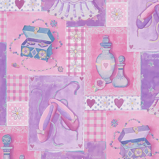 Blue and Pink 10m x 53cm 3D Embossed Wallpaper