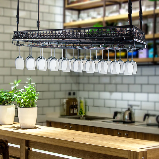 Aaronveer Hanging Wine Glass Rack in Black