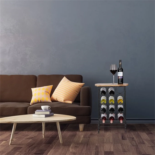 Pirtle 12 Bottle Floor Wine Bottle Rack in Black