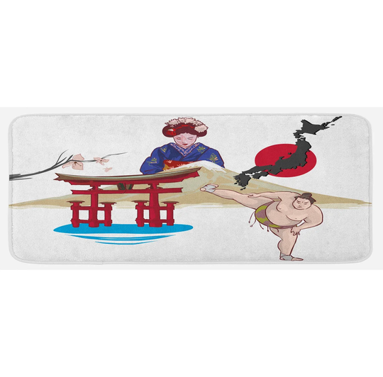 Jaylyn East Japanese Woman and Building Kitchen Mat