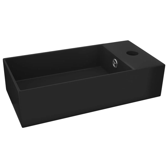Brance Black Ceramic Rectangular Bathroom Sink with Overflow