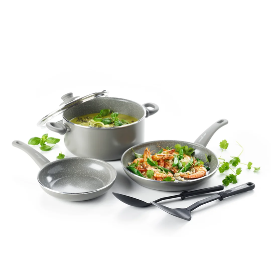 GreenChef Soft Grip 5 Piece Aluminium Non Stick Cookware Set