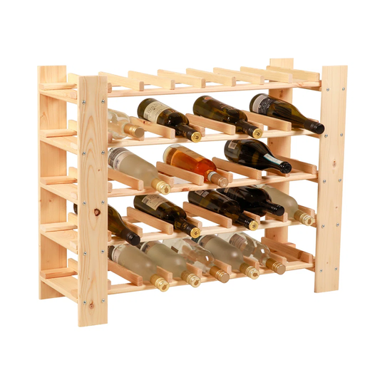 Charo 35 Bottle Solid Wood Tabletop Wine Bottle Rack in Beige