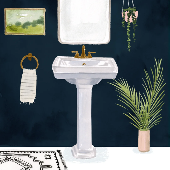 Boho Bath Sinks I By Victoria Borges - Wrapped Canvas Painting Print