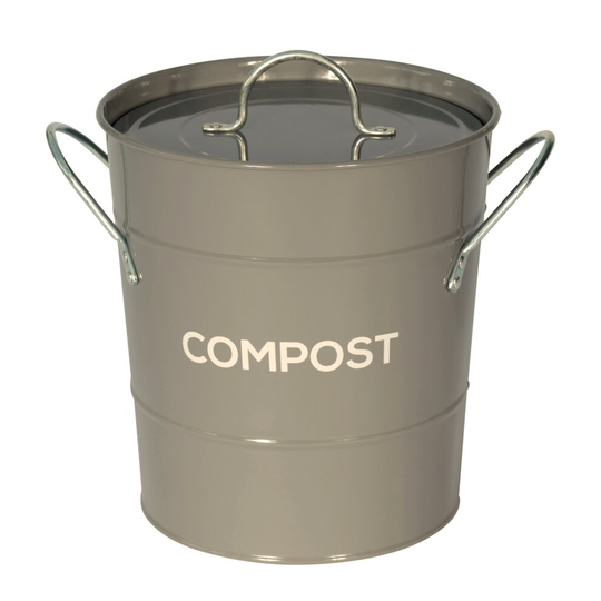(Dark Grey) Metal Compost Caddy - Recycling Food Waste Bin