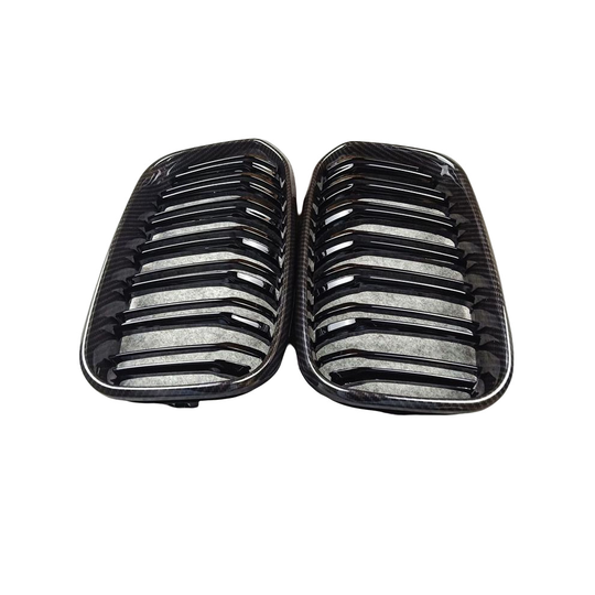 Carbon Black Dual Line Front Kidney Grille For BMW F01 F02 F03 F04 2009-2015