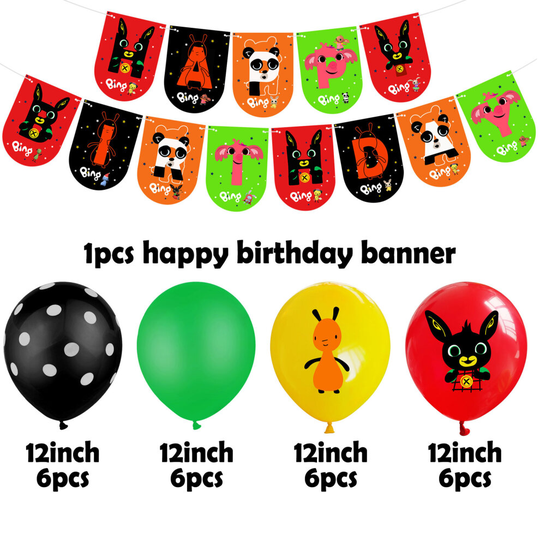 (Set 2-25pcs) Bing Bunny Party Supplies Decor Balloon Banner