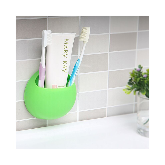 (Green) Home Bathroom Toothbrush Holder Wall Mount Suction Cup Toothpaste Storage Rack