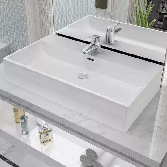 Rima Ceramic Rectangular 760 mm Countertop Basin