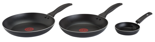 Tefal Easycare 3 Piece Aluminium Frying Pan Set - Black