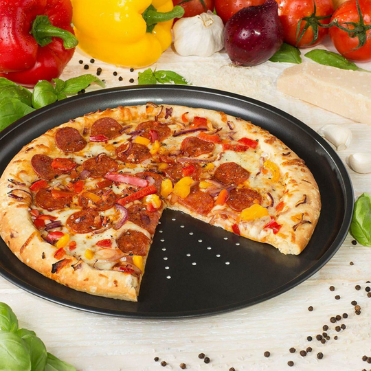 GEEZY Pizza Tray Large 33 cm Non-Stick Baking Pan Carbon Steel Fridge Dishwasher Safe