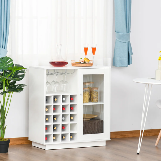 Hiligua 20 Bottle Floor Wine Bottle & Glass Rack in White