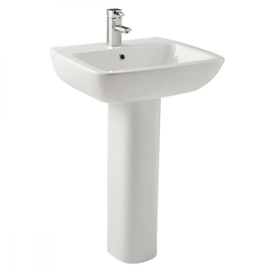 Evoque Gloss White Vitreous China Rectangular Bathroom Sink with Faucet and Overflow
