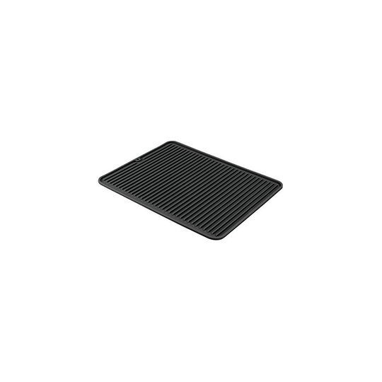 InterDesign Lineo Dish Drainer Draining Board Mat for Kitchen Sinks, Silicone, Black, Large
