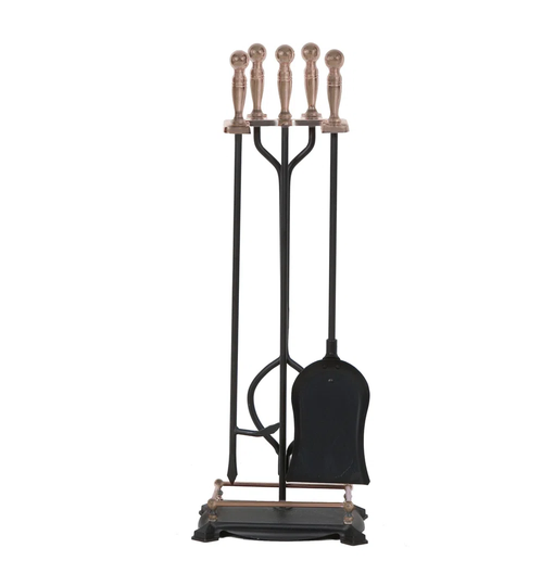 5 Piece Brass Fireplace Tool Set