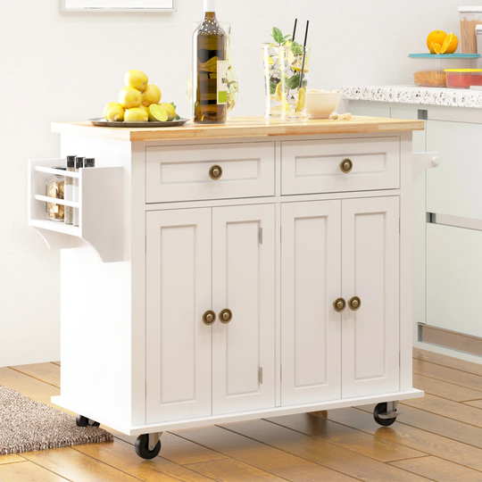 Fairwood 90 Cm Kitchen Island with Locking Wheels