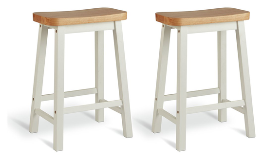 Habitat Pair of Saddle Bar Stools - Two Tone