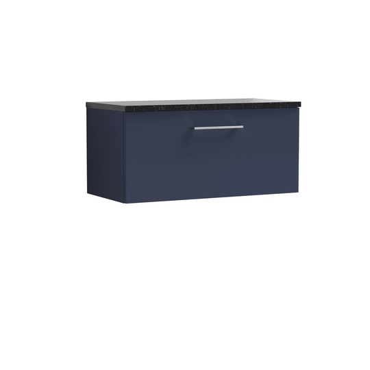 80.5Cm Wall Mounted Single Bathroom Vanity Base Only in Electric Blue/Black
