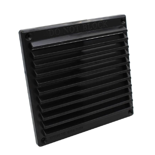 Black Louvre Air Vent 6" x 6" Grille with Removable Flyscreen Cover