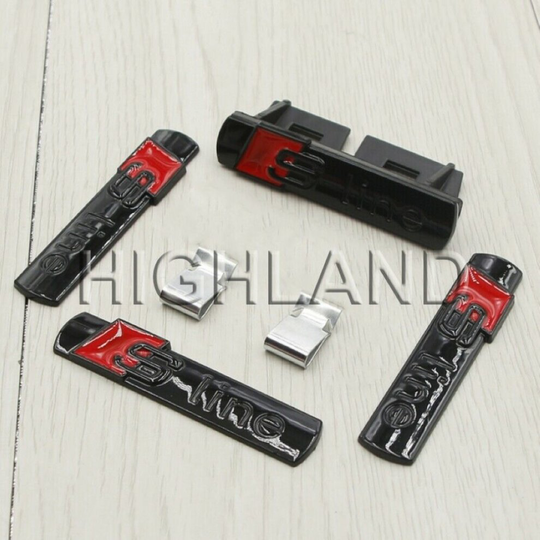 Gloss Black S LINE GRILL GRILLE REAR EMBLEM BADGE FOR AUDI Q3 Q5 Q7 A6
