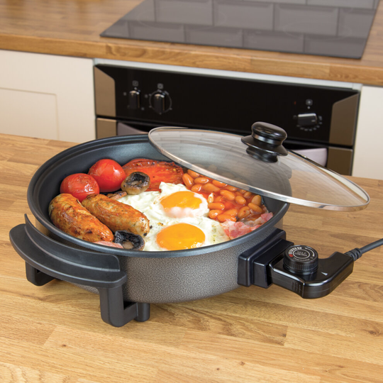 Quest 35410 30cm Multi-Function Aluminium Electric Cooker Pan with Lid