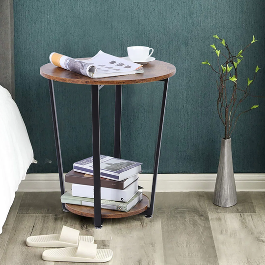 Round Sofa Table With Storage Rack For Living Room Bedroom Study Room Household Tool