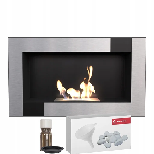 Wall-Mounted Ethanol Fireplace Golf Qube Polished Finish