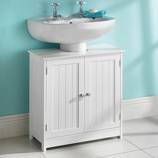 White Wood Under-sink Cabinet Bathroom Storage Unit G-0059