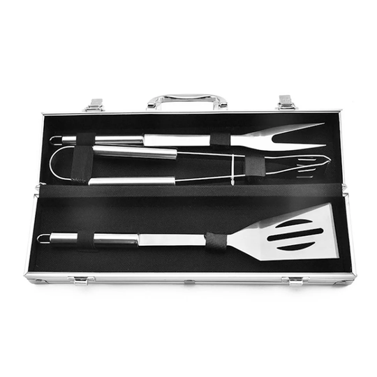 Laraine Stainless Steel Portable Case 4 Piece Grilling Tool Set