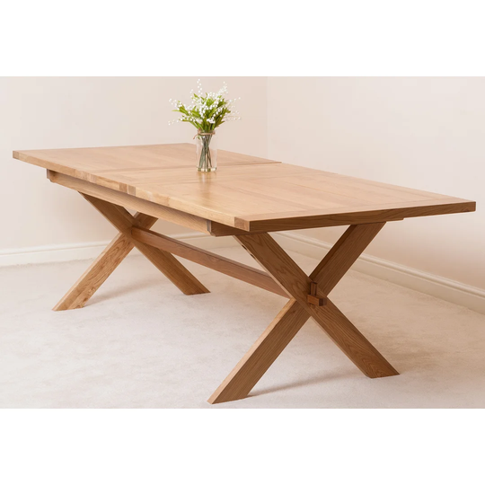 Extendable Solid Oak Trestle Dining Table